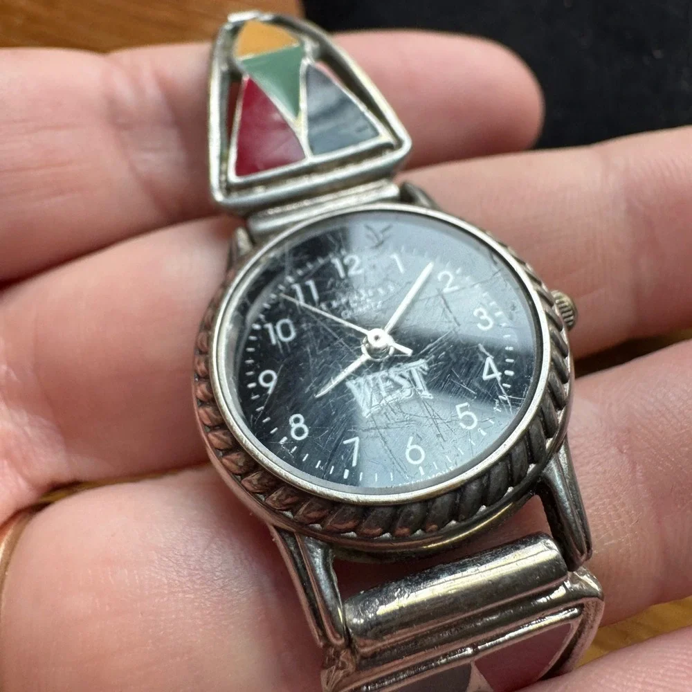 L.A.Express West Vintage Ladies Watch LAX809 Silver‎ Tone Enamel Band